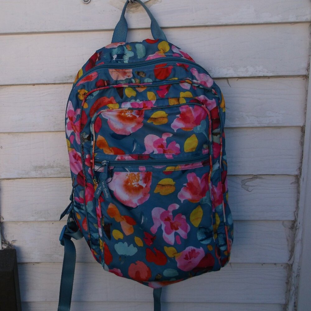 Vera Bradley Foldable Blue Floral Backpack – Like New, Convertible 2-in-1 Design